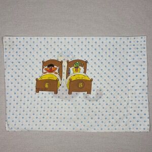Vtg 70s Sesame Street Big Bird Bert & Ernie 2 Sided Pillowcase Standard Muppets